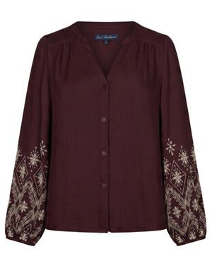 Red Button Blouse Embroidery - Paars