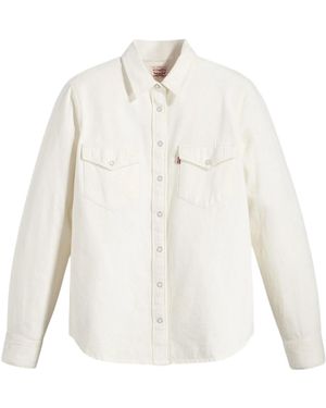 Levi's Levi's Iconische Western Denim Blouse Met Lange Mouwen - Wit