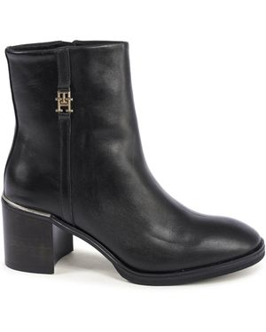 Tommy Hilfiger Leather Ankle Boots - Black