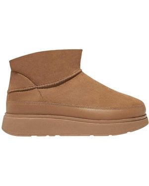 Fitflop Fit Flop Leren Platte Laarzen Voor (Tan) - Bruin