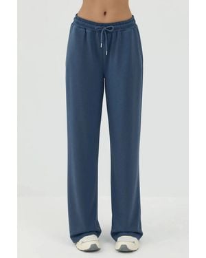 Hiccup Soft Modal Touch Wide Leg Joggers - Blue