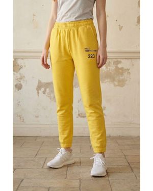 My Fashion Mid-Waist Printed Cotton Lycra Joggers - Yellow