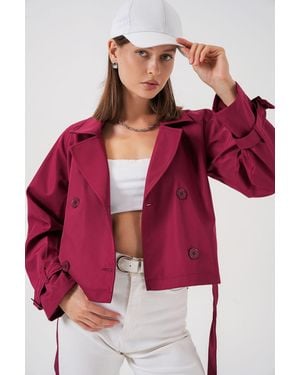 Bigdart Short Belted Trench Coat - Red