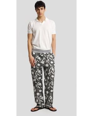 Giesto Cotton Floral Knit Trousers - White
