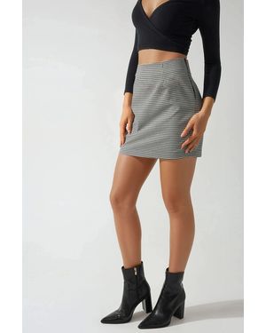 Hiccup High Waist Plaid Mini Skirt - Black