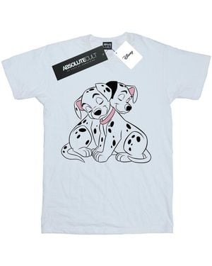 Disney Ladies 101 Dalmatians Puppy Love Cotton Boyfriend T-Shirt - Blue