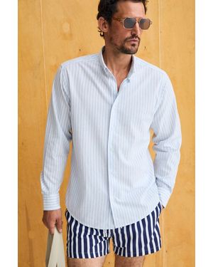 Grimelange Button Collar Poplin Shirt - Blue