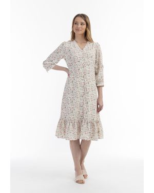 Usha Midi-Jurk Met Bloemenprint Van - Wit
