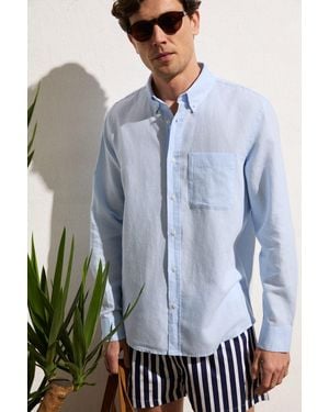 Grimelange Long Sleeve Shirt With Pocket - Blue