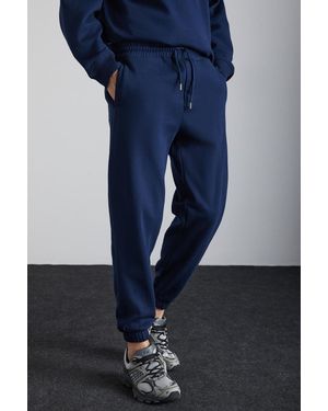 Grimelange Loose Elastic Waist Joggers - Blue