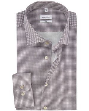 Seidensticker Overhemd Slim Fit Geprint - Paars