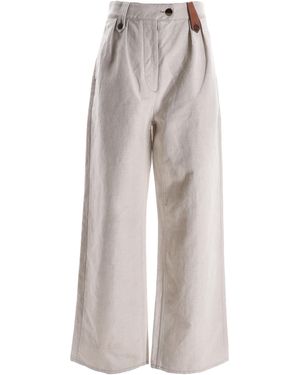 Loewe Broek Met Wijde Pijpen En Riemdetails - Grijs