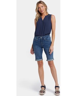 NYDJ Briella 11 Inch Denim Shorts Met Omgeslagen Boordjes - Blauw
