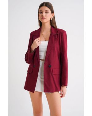 MixRay Linnenmix Geknoopte Blazer Jas - Rood