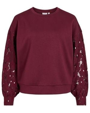 Vila Visavena Lace O-Neck/S Sweat/Lc 14121168 Port Royale - Paars