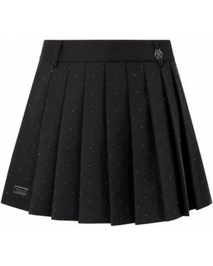 Philipp Plein Crystal Strass Mini Skirt - Zwart