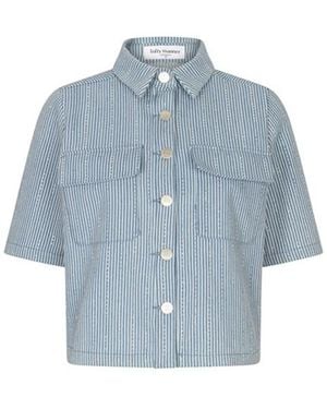 Lofty Manner Blouse Korte Mouw Re204 Hera - Blauw