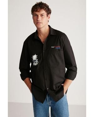 Grimelange Embroidered Long Sleeve Shirt - Black