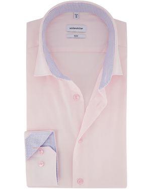 Seidensticker Strijkvrij Roze Overhemd Slim Fit Katoen