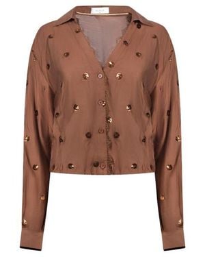 Nukus Anika Blouse Paillet Blouses Nkf02160 - Bruin