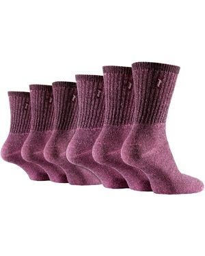 Jeep 6 Pairs Ladies Cotton-Rich Boot Socks - Purple