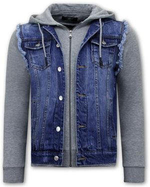 Local Fanatic Spijkerjack Met Stoffen Mouwen Rj9101 - Blauw