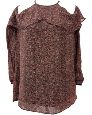 Michael Kors Michael Off-Shoulder Top Met Ruches En Paisleyprint - Bruin