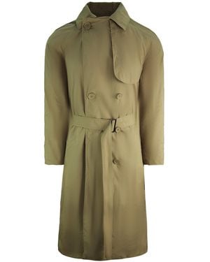 Lacoste Cotton Belt Trench Long Coat - Green