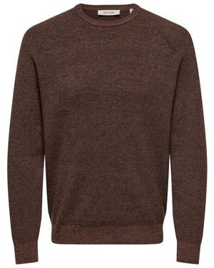 Only & Sons Onsalfi Reg Ls Crew Knit Camp Cs Cognac - Bruin