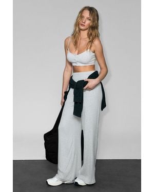 Grimelange Wide Leg Elastic Waist Joggers - White