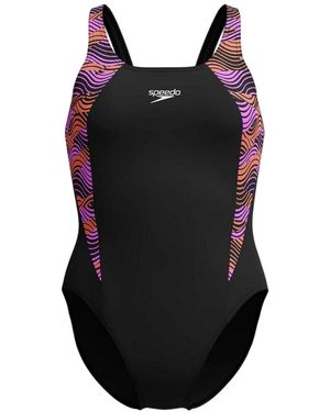 Speedo Splice Eendelig Zwempak /Roze) - Zwart