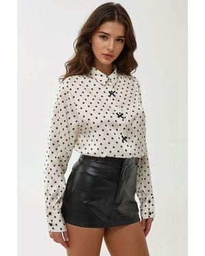 Hiccup Satin Printed Shirt With Bow - Multicolour
