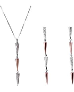 Orphelia 'Aada' 925 Sterling Set: Necklace + Earrings - White