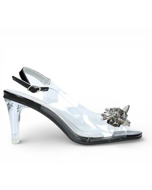 Laura Vita Mira 01 Clear Slip-On Cinderella Heel Sandals - Metallic