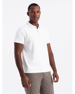 Ombre Poloshirt Korte Mouw Met Rits - Wit