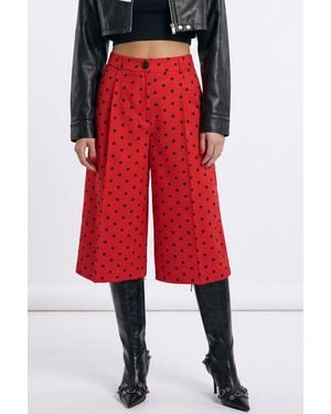 puka Capribroek Met Hoge Taille En Stippen - Rood