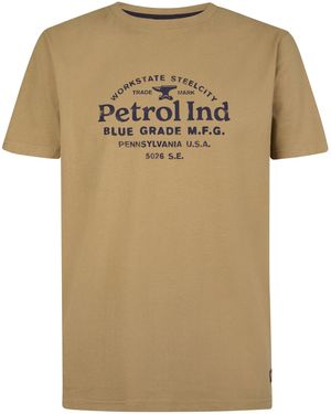 Petrol Industries T-Shirt Met Industriële Print Elliott - Naturel
