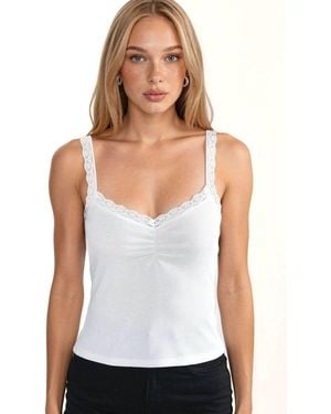 Hiccup V-Neck Lace Detailed Tank Top - White