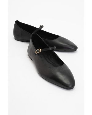 Forever & Always Shoes Lara Leren Mary Jane Platte Schoenen - Zwart