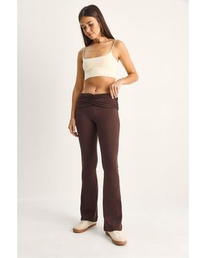 Bianco Lucci High-Waist Flare Leggings - Natural