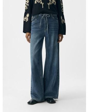 Object Rosie Mid Waist Wide Leg Jeans - Blauw
