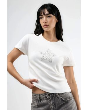 Busem Steen Gemeleerde Crew Neck T-Shirt - Wit