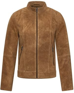 Elle Lara Suede Moto Jacket - Brown