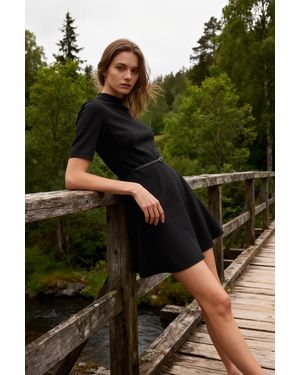Trendyol Mi̇Lla Effen Kort Mini Driekwart Mouw Casual Skater Jurken - Groen