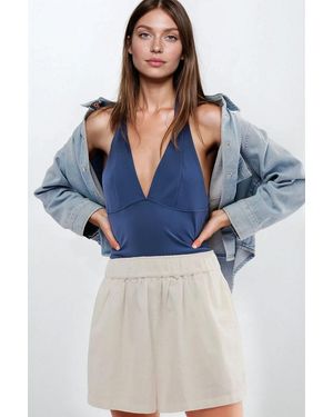 Hiccup Fitted V-Neck Knitted Top - Blue