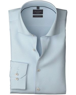 Olymp Katoenen Overhemd Geprint Super Slim Fit - Blauw