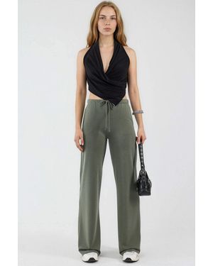 Busem Wide Leg Drawstring Waist Joggers - Green