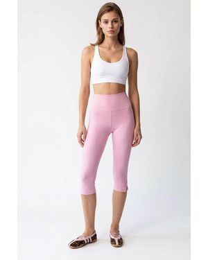 MixRay High-Waist Capri Leggings With Slit - Red
