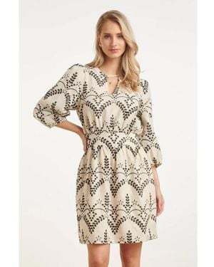 Smashed Lemon Elegante Taillejurk Met Rijk Geborduurde Print - Naturel
