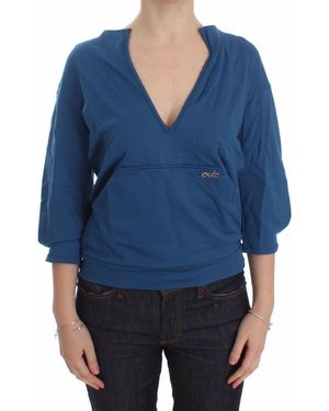 Exte Dre10076 V-Hals 3/4 Mouw Top - Blauw